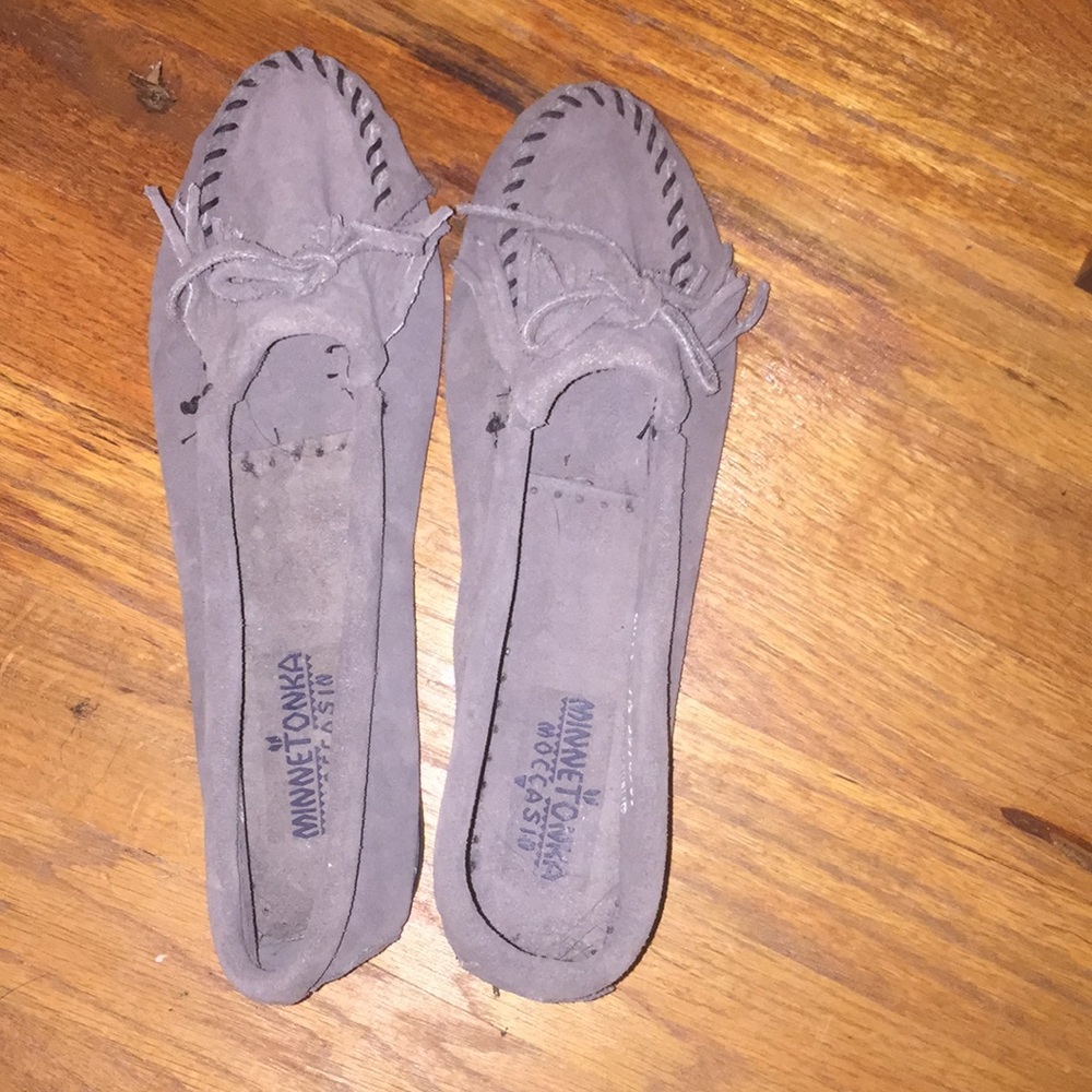 Minnetonka Grey Moccasins